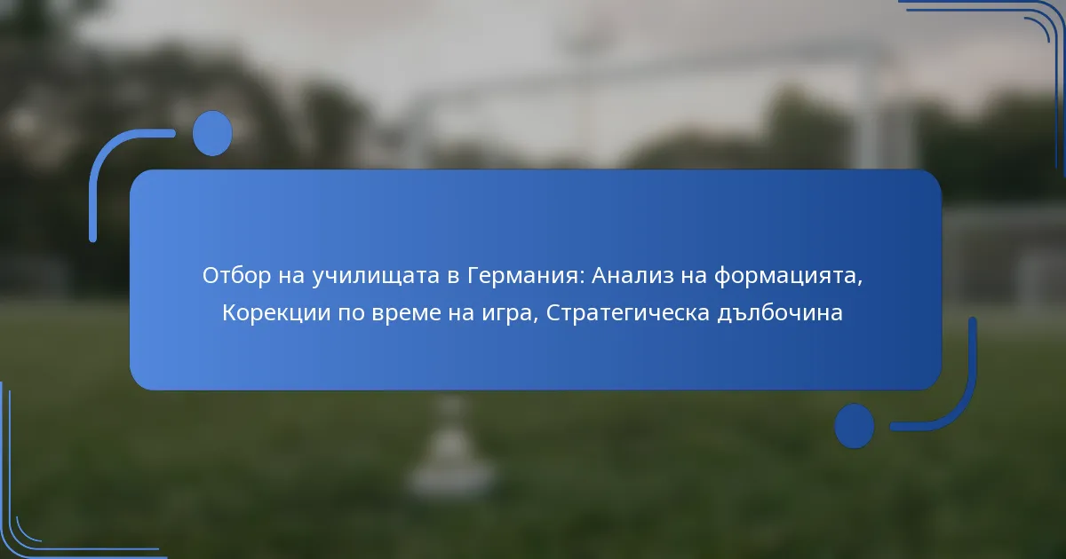 Отбор на училищата в Германия: Анализ на формацията, Корекции по време на игра, Стратегическа дълбочина