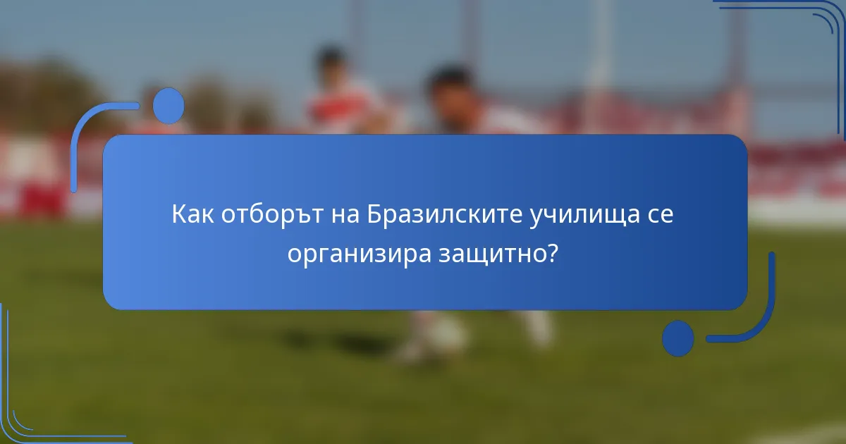 Как отборът на Бразилските училища се организира защитно?
